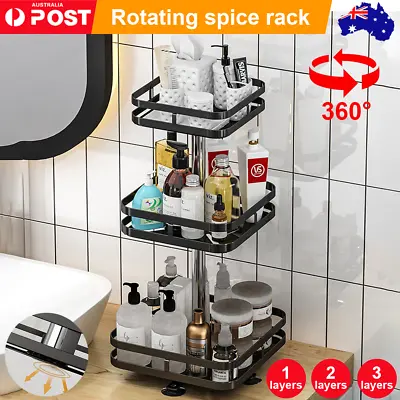 Kitchen Rotating Storage Spice Rack Organiser Round Bathroom Pantry Shelf Holder • $12.99