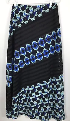 Eci NY Funky Skirt Womens Size S Black Aqua NWT $60 • $18.16