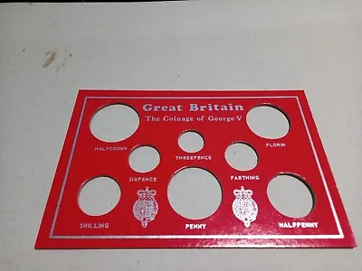 George V Coin Display Card Red Farthing To Half Crown • £5