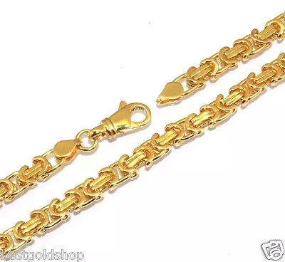 Mens Long 6mm Solid Fancy Byzantine Chain Necklace Brass Yellow Gold Tone • $57.82