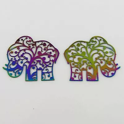 Bulk 6pce Laser Cut Elephant Charm Pendant Earring Component SSteel 22x25mm • $6.95