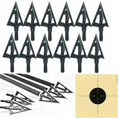 6x Sharp Broadheads 3 Blade Metal Black Archery Hunting Arrow Tips 100 Grain • $20.98