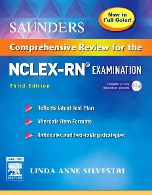 $12.32 • Buy Saunders Comprehensive Review For The NCLEX-RN (R) Examination Full Color Re...