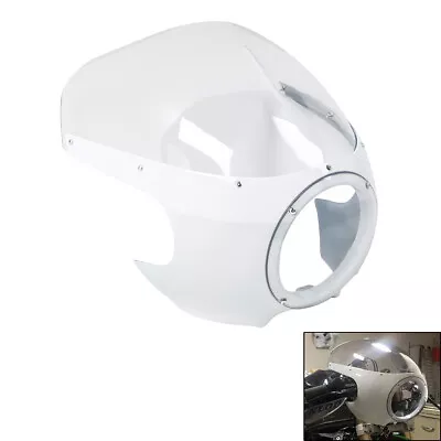 5 3/4  White Cafe Racer Headlight Fairing Windscreen Fit For Harley Sportster XL • $45.21