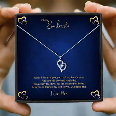 £14.99 • Buy Heart Shaped Message Necklace Gift Box To My Soulmate, Wife, Girlfriend, Women