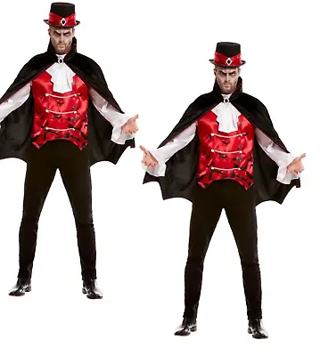 Mens Vampire Costume Deluxe Dracula Vamp Fancy Dress Halloween Outfit New • £18.99