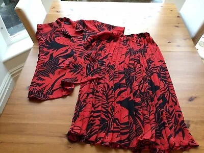 Saloos Size 12 Red Black Pleated Skirt Shirt Set  • £8.50