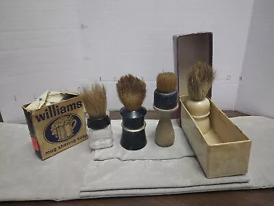 Antique Vintage Lot Of 4 Barbers Shaving Brushes & Soap Pure Badger • $60