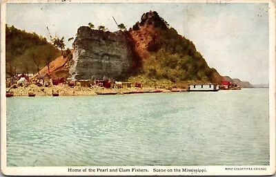Mississippi Pearl & Clam Fishermen Home House Boat River Cliffs Ms Postcard • $21.07