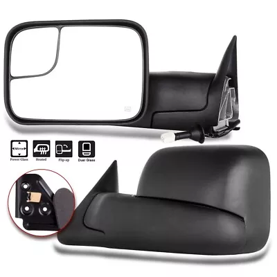 Pair Power Heated Flip Up Towing Mirrors Fits 98-02 Dodge Ram 1500 2500 3500 • $100.99