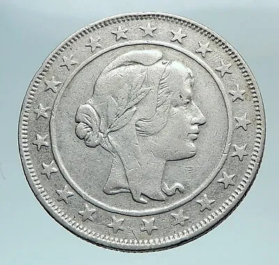 1928 BRAZIL Woman Of Republic OLD Antique Brazilian Silver 2000 Reis Coin I81026 • $57.15
