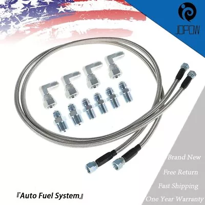 SS Braided Transmission Cooler Hose Lines Fittings TH350 700R4 TH400 52  Length • $32.55