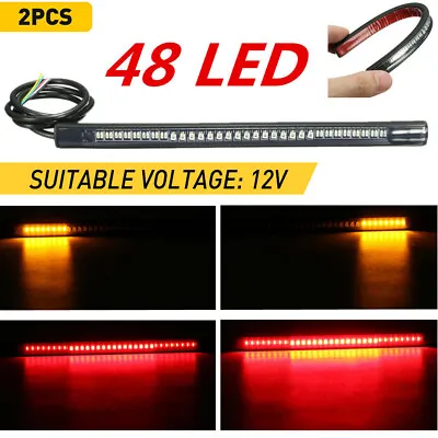 2x Motorcycle LED Turn Signal Indicators Motorbike Flowing Light Lamp Amber Red • £9.49