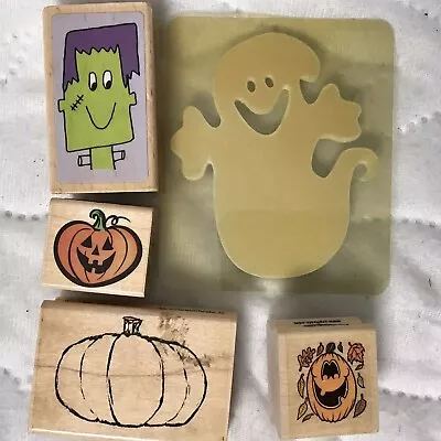 Halloween Rubber Stamps Pumpkins Ghost Frankenstein Lot Of 5 • $5.95