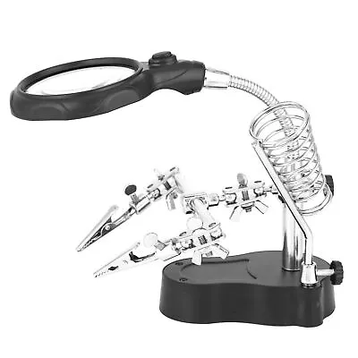 Helping Hand Repair Stand Magnifying Glass Auxiliary Clip W/ LED Light Workbench • $19.20