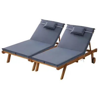 $363.70 • Buy Gardeon Sun Lounger Wooden Lounge Day Bed Wheel Patio Outdoor Setting Furniture