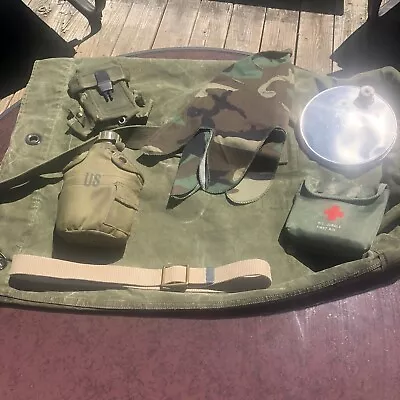 VTG VietNam US Army Field Gear Lot Duffel Bag Magazine Pouch Canteens First Aid • $69.99