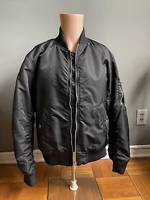 HM Flight Jacket Nylon Mens Medium Black Bomber Coat • $30