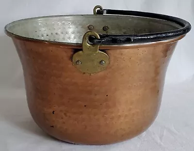 Vtg Copper Cauldron Kettle Pot Hand Hammered Handles Planter 11  Diameter READ • $36