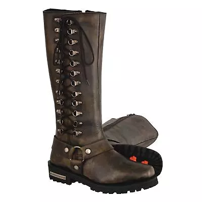 Milwaukee Leather Womens 14  Distressed Brown Waterproof Boots Shoes - Sagm • $159.99