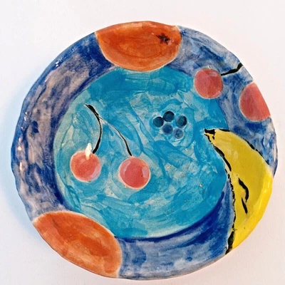 £11.93 • Buy Vintage Hand Painted Glazed Fruit Bowl Bananas Cherries Oranges Signed '95
