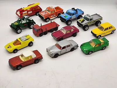 Vintage MATCHBOX Lot 12pc Asst. 70s 80s Cars Trucks 4 Wheel Fire Big Foot LotH • $29