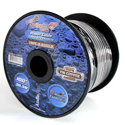 Audiopipe 8 GA 100' OFC Tin Copper Stranded Marine Power Ground Wire Spool Black • $99.95