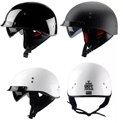 DOT Motorcycle Helmet Half Open Face Helmet Scooter Cruiser Integrated Sun Visor • $72.99