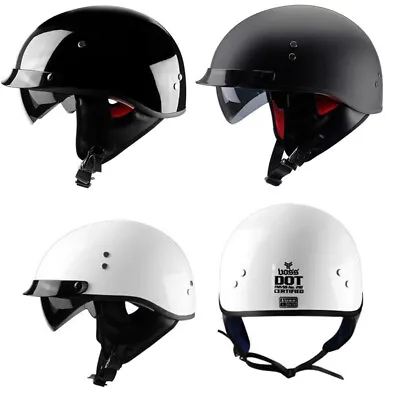DOT Retro Motorcycle Helmet Half Helmet Scooter Cruiser Integrated Sun Visor • $68.88