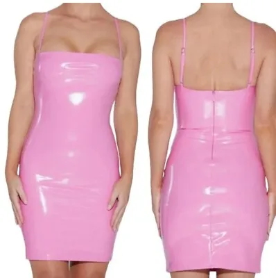 Naked Wardrobe Barbie Core Vinyl Tube Dress Bubblegum Pink Sz M New Without Tags • $39