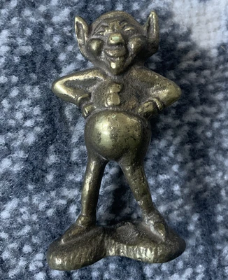 £8.99 • Buy Rare Vintage Cornish Lucky PIXIE Figure BRASS  Pixie 7.5cm Tall 