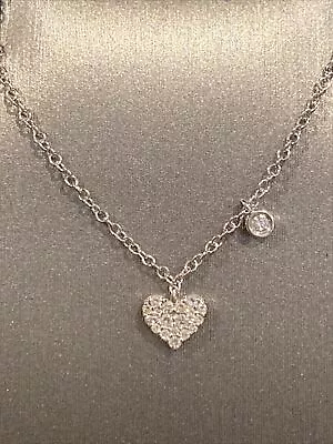 Meira T 14k White Gold Diamond Heart Necklace GORGEOUS • $599