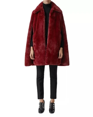 £320 • Buy Burberry Faux Fur Cape Burgundy