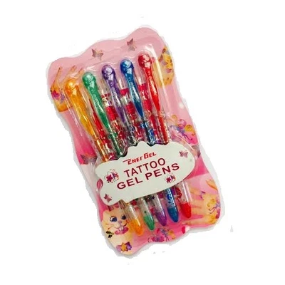 £2.75 • Buy 5 X GLITTER TATTOO GEL PENS FOR BODY ART WITH BODY ART STENCIL