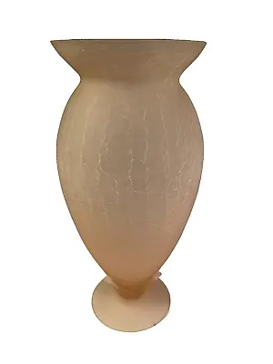 Pink Crackle Glass Vase 24 Cm Tall Used 10.5 Cm Across Vintage • £17.16