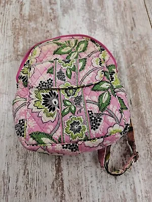 Vera Bradley Pink Green White Floral Backpack Quilted Mini Shoulder Bag Purse • $24.99