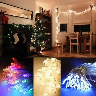 Christmas LED Fairy Lights Battery Operated - Xmas Tree Icicle String Table Wall • £6.99