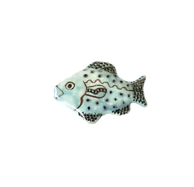 Vintage Brooch Light Turquoise Blue Fish Hand-painted Pin 1  • $12.99