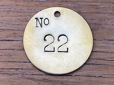Number 22 Tag Brass Metal Large 2” Numbered Keychain Fob Cattle Tag Mining Cow • $13.49