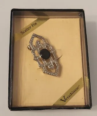 Vintage Vendome Scatter Pin Brooch In Box Black Silver Tone FREE SHIP • $17.99
