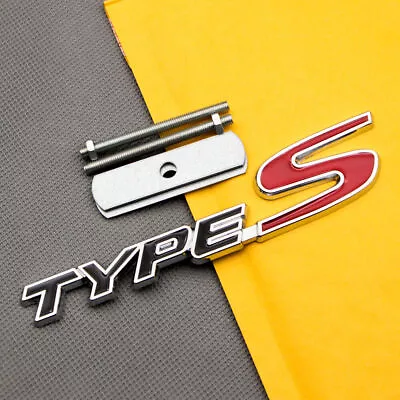 3D Metal Black & Red Coated TYPE-S Grille Emblem Chrome Front Grill Sport Badge • $7.21