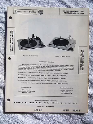 1953 COLLARO CONQUEST RC522 3RC.521 Magnavox SERVICE MANUAL PHOTOFACT Turntable  • $14.99