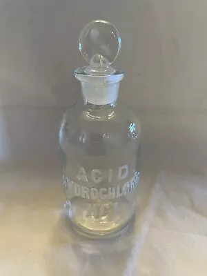 Acid Hydrochloric HCL Embossed Raised Letter Glass Bottle Vtg Laboratory Chemist • $15