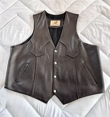 Vintage Genuine Leather XL Mens Quality Brown Vest Made In Mexico Biker Western • $16.97