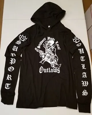 SYLO Support Outlaws Motorcycle Biker Long Sleeve Hooded Hoodie T Shirt • $39.99