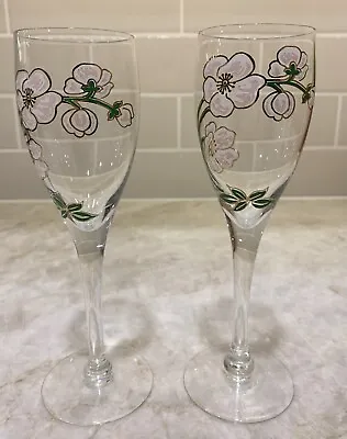 $38.95 • Buy 2 Vintage French Perrier-Jouet Champagne Flutes Anemone Belle Epoque HandPainted