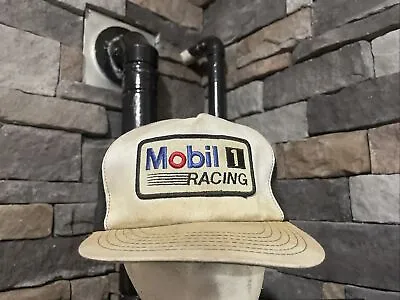 Vintage Mobil 1 Racing Patch Hat 80s Trucker Mesh Oil Gasoline Snap Back USA • $19
