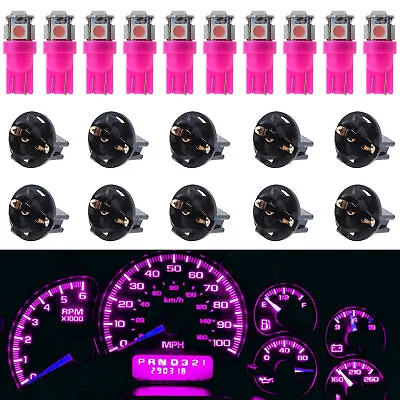 10X Pink T10 194 LED Bulbs For Instrument Gauge Cluster Dash Light W/ Sockets • $9.96