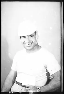 Bill Cantrell Poses For A Head Shot In His Helmet 1949 Indy Photo • $9