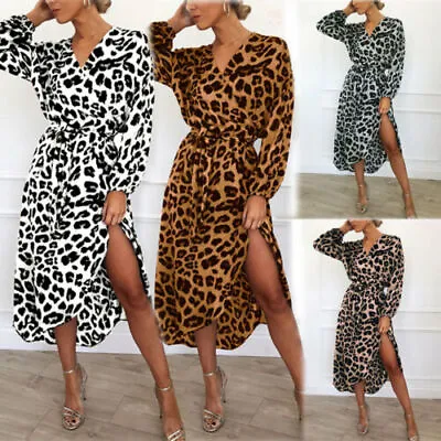 Leopard Print Ladies Wear Long Sleeve Fashion Womens Jaguar Makuna Kaftan Dress  • £5.99